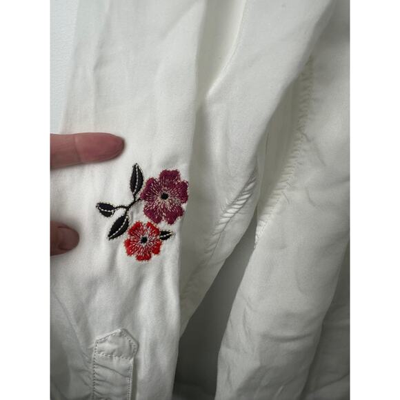 Alp N Rock Y2K white Tencel tunic embroidered sz XL embroidered Lace Up Boho D8 - Picture 7 of 9